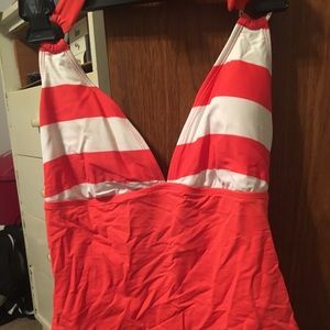 Orange/White Halter Style Tankini